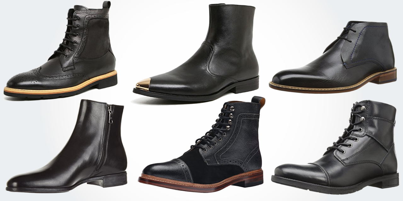 mens black boots leather