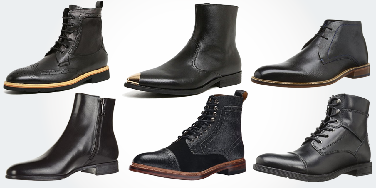 black leather casual boots